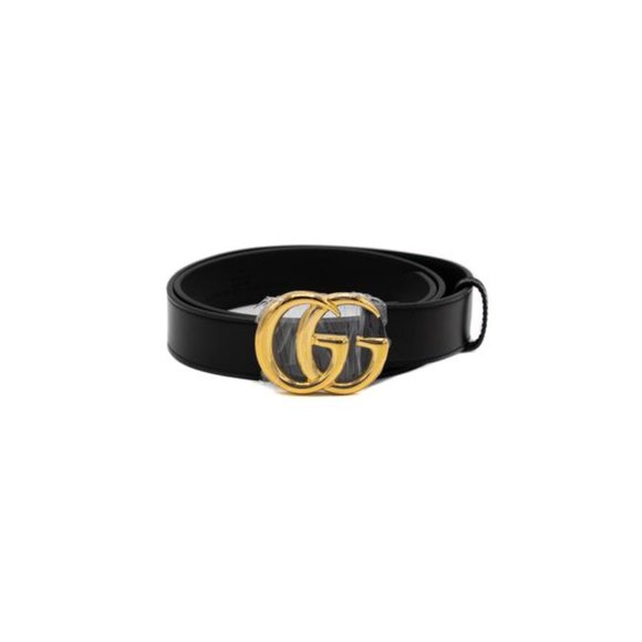 Gucci Marmont Gg Leather Slim Black with Shiny Buckle 75 30 (Sku 7199) Belt main image 8